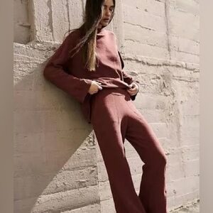 Free People Beach Wide-Leg Knit Lounge Pants with Pockets